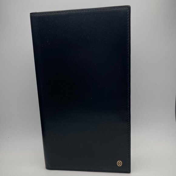 Cartier Pasha Leather Long Bifold Organizer Wallet - Black - Preowned - Picture 1 of 8